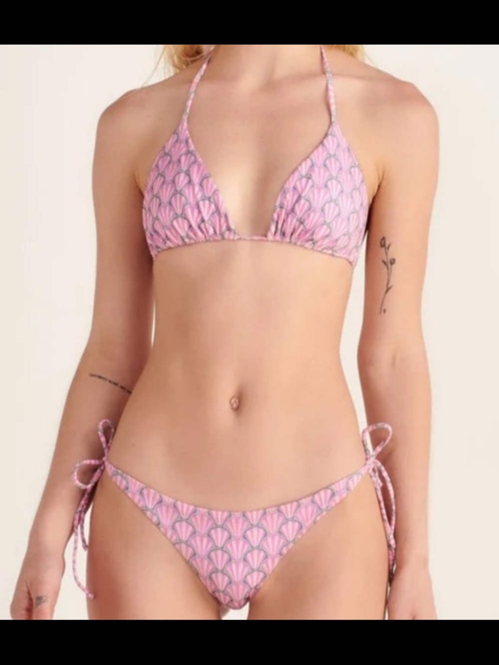 Peixoto Pink Shell Pattern Triangle Tie-Side Bikini Set Xs Top, S Bottom Nwt